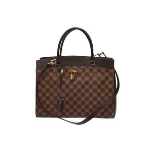 LOUIS VUITTON Rivoli bag Damier Ebene Brown leather